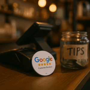 On-Metal Google Review Epoxy Sticker Increase Your Reviews NFC Tag Sticker White 30mm