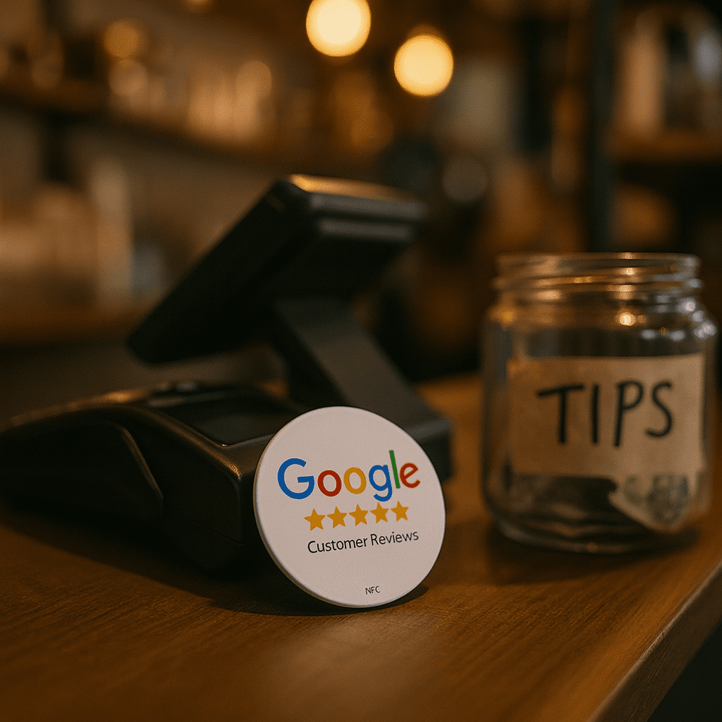 On-Metal Google Review Epoxy Sticker Increase Your Reviews NFC Tag Sticker White 30mm