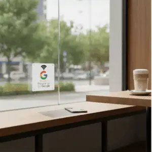 30mm Waterproof Google Review Stickers White (10)